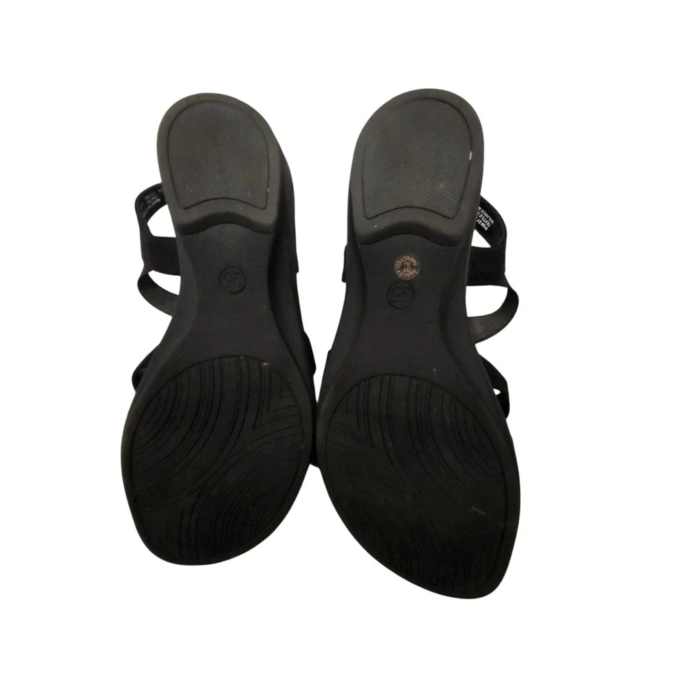 East 5th Inster Black Studded Memory Foam Wedge Sandals Womens 9.5M